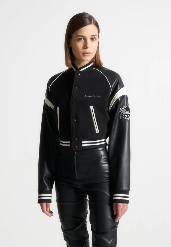 Manire De Voir Jackets Manire De Voir Woman Eiffel Varsity Jacket 8211 Black