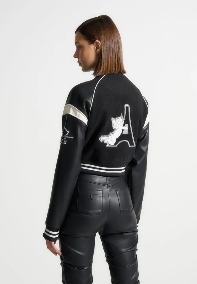 Manire De Voir Jackets Manire De Voir Woman Eiffel Varsity Jacket 8211 Black