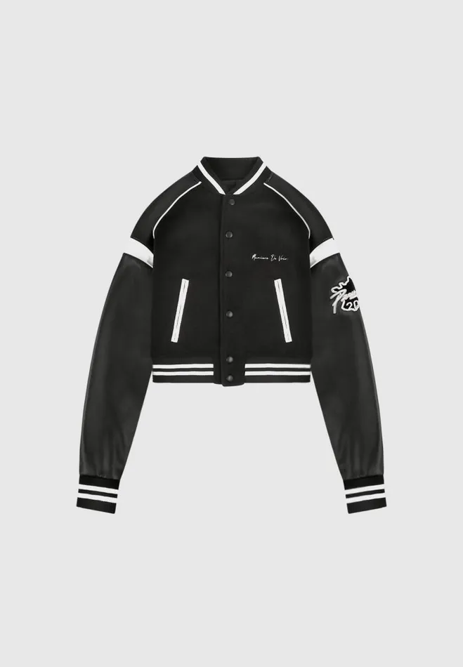 Manire De Voir Jackets Manire De Voir Woman Eiffel Varsity Jacket 8211 Black
