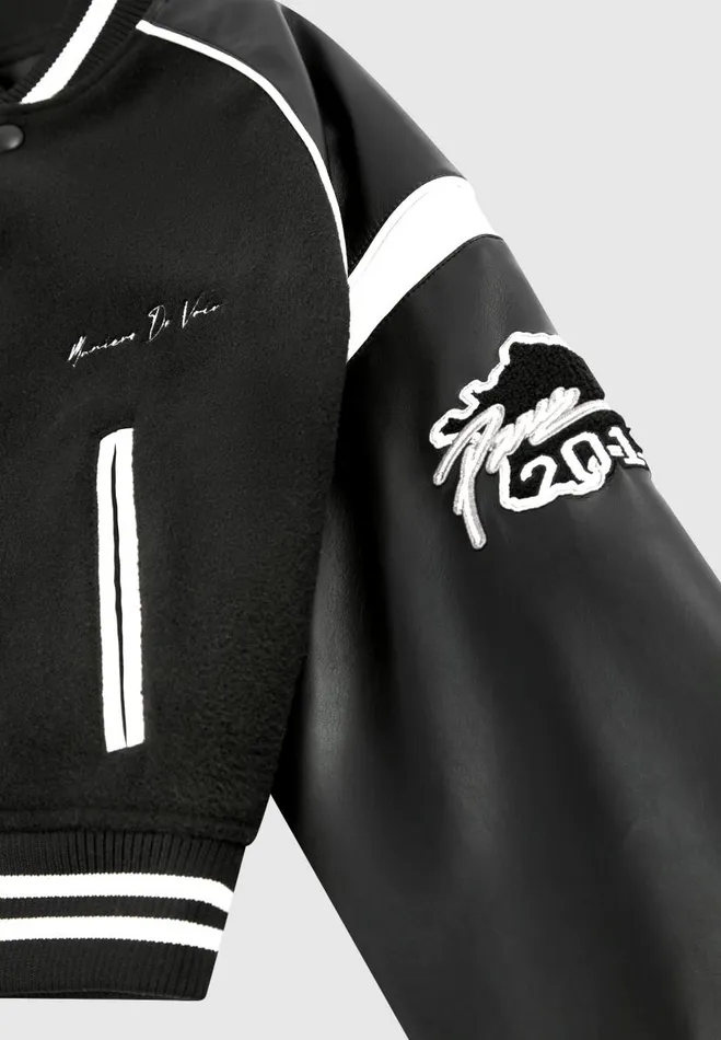 Manire De Voir Jackets Manire De Voir Woman Eiffel Varsity Jacket 8211 Black