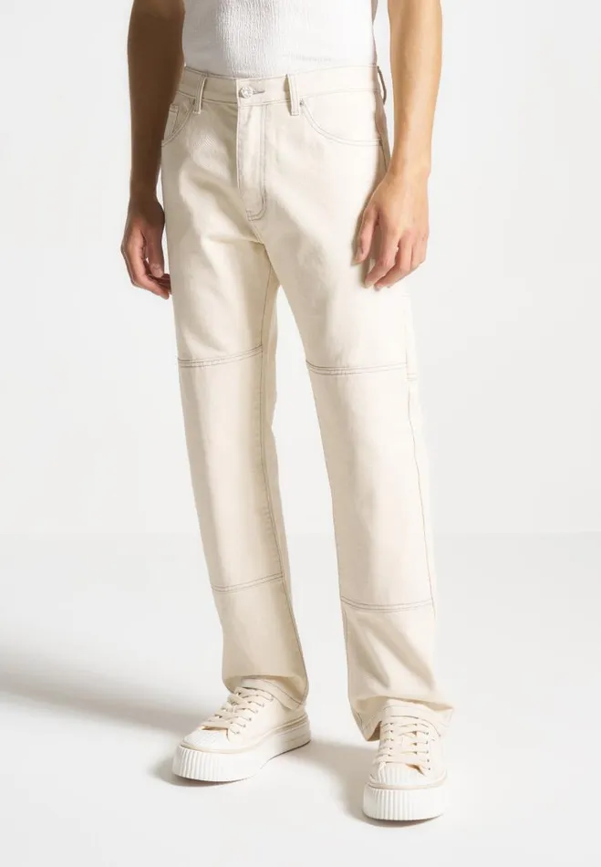 Manire De Voir Jeans Manire De Voir Man Contrast Stitch Carpenter Jean 8211 Cream Manire De Voir Jeans Manire De Voir Man Contrast Stitch Carpenter Jean 8211 Cream
