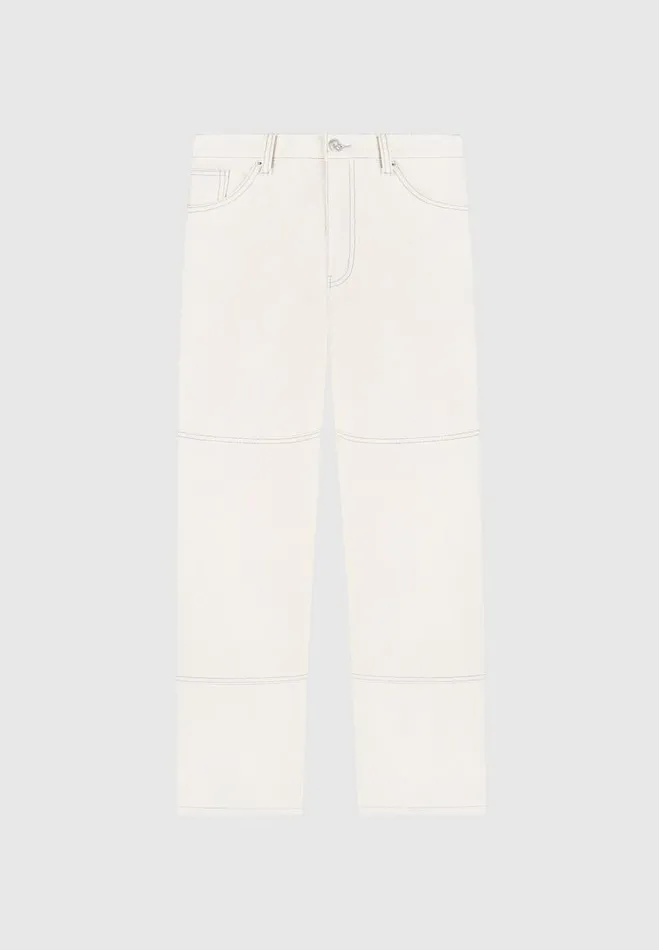 Manire De Voir Jeans Manire De Voir Man Contrast Stitch Carpenter Jean 8211 Cream