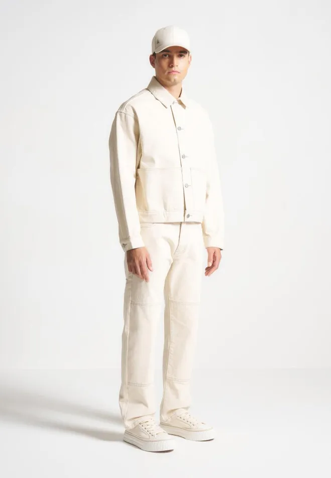 Manire De Voir Jeans Manire De Voir Man Contrast Stitch Carpenter Jean 8211 Cream