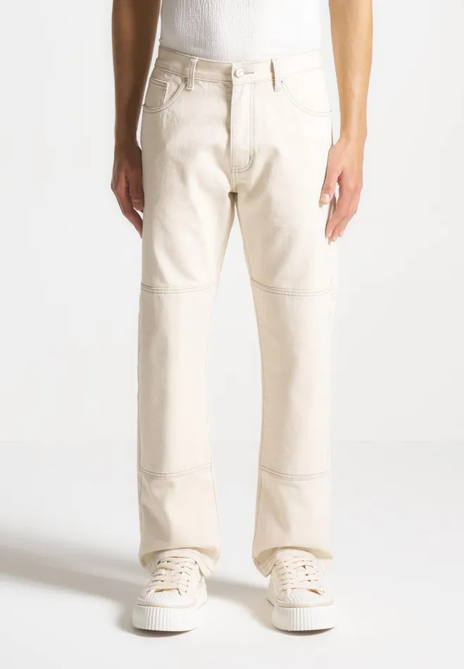 Manire De Voir Jeans Manire De Voir Man Contrast Stitch Carpenter Jean 8211 Cream