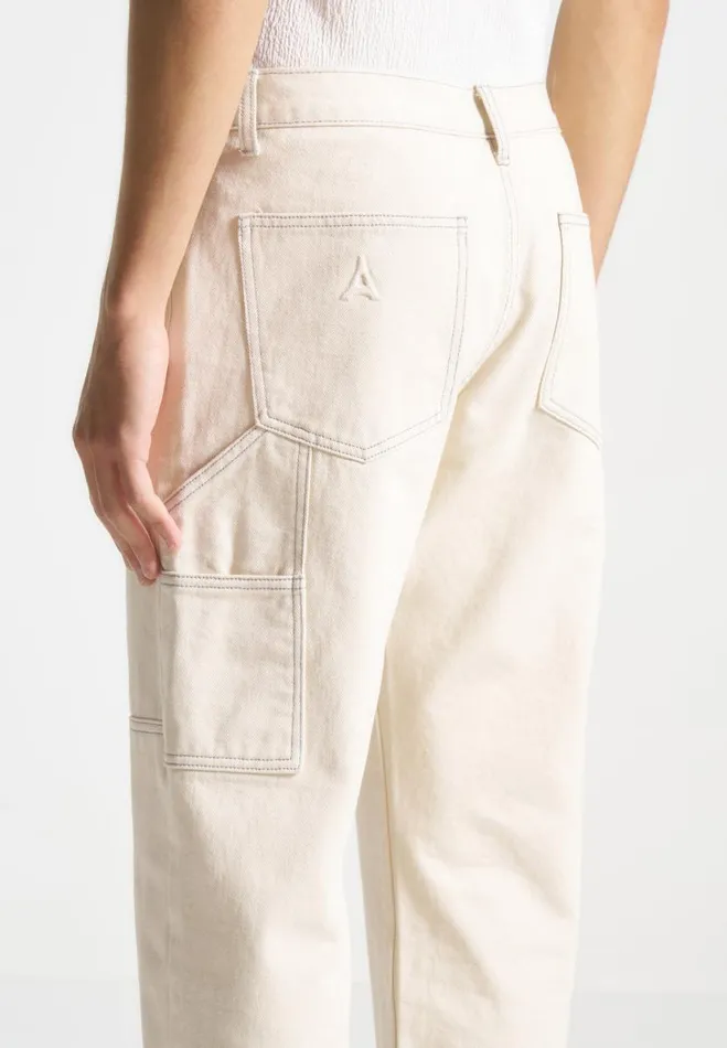 Manire De Voir Jeans Manire De Voir Man Contrast Stitch Carpenter Jean 8211 Cream