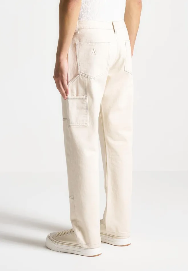 Manire De Voir Jeans Manire De Voir Man Contrast Stitch Carpenter Jean 8211 Cream