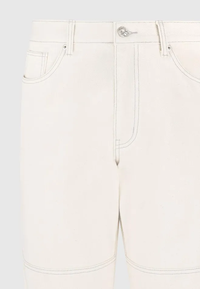 Manire De Voir Jeans Manire De Voir Man Contrast Stitch Carpenter Jean 8211 Cream
