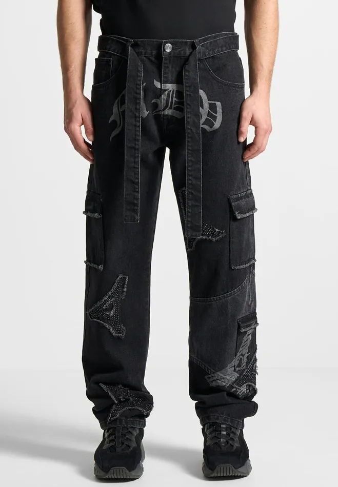 Manire De Voir Jeans Manire De Voir Man MDV Rhinestone Eiffel Patch Jeans 8211 Stonewash Black Manire De Voir Jeans Manire De Voir Man MDV Rhinestone Eiffel Patch Jeans 8211 Stonewash Black