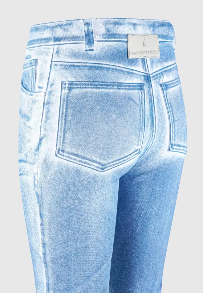 Manire De Voir Jeans Manire De Voir Woman Denim Effect Tacked Fit And Flare Jeans 8211 WhiteBlue