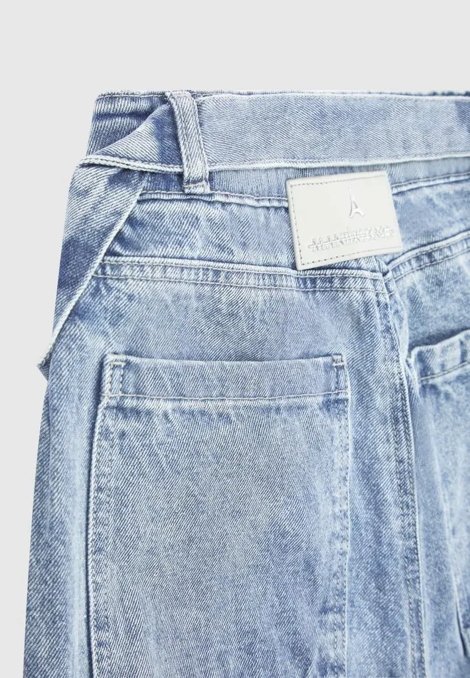 Manire De Voir Jeans Manire De Voir Woman Denim Strap Cargo Jeans 8211 Mid Blue