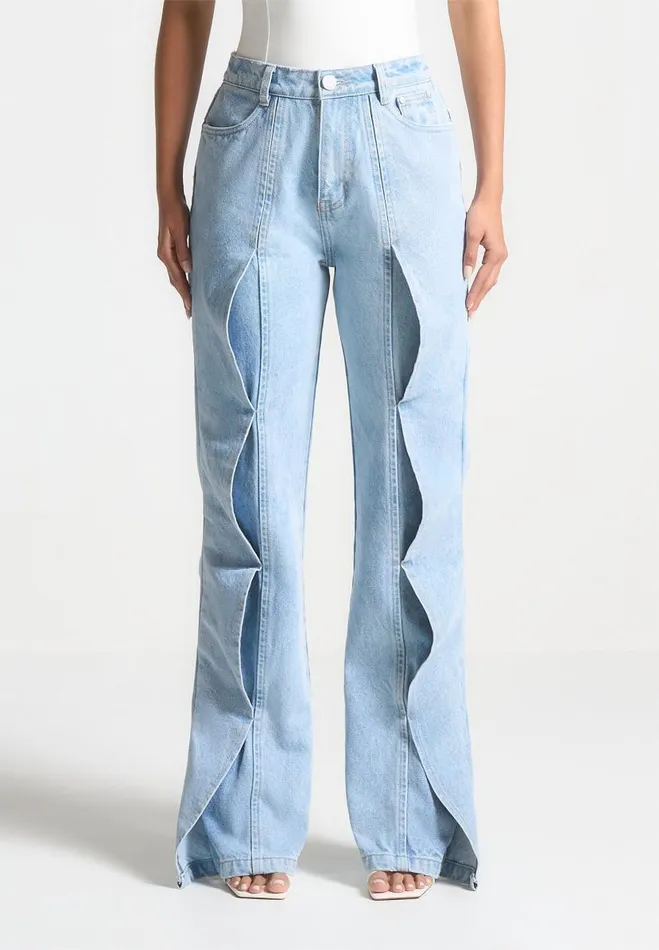 Manire De Voir Jeans Manire De Voir Woman Wave Detail Boyfriend Jeans 8211 Light Blue