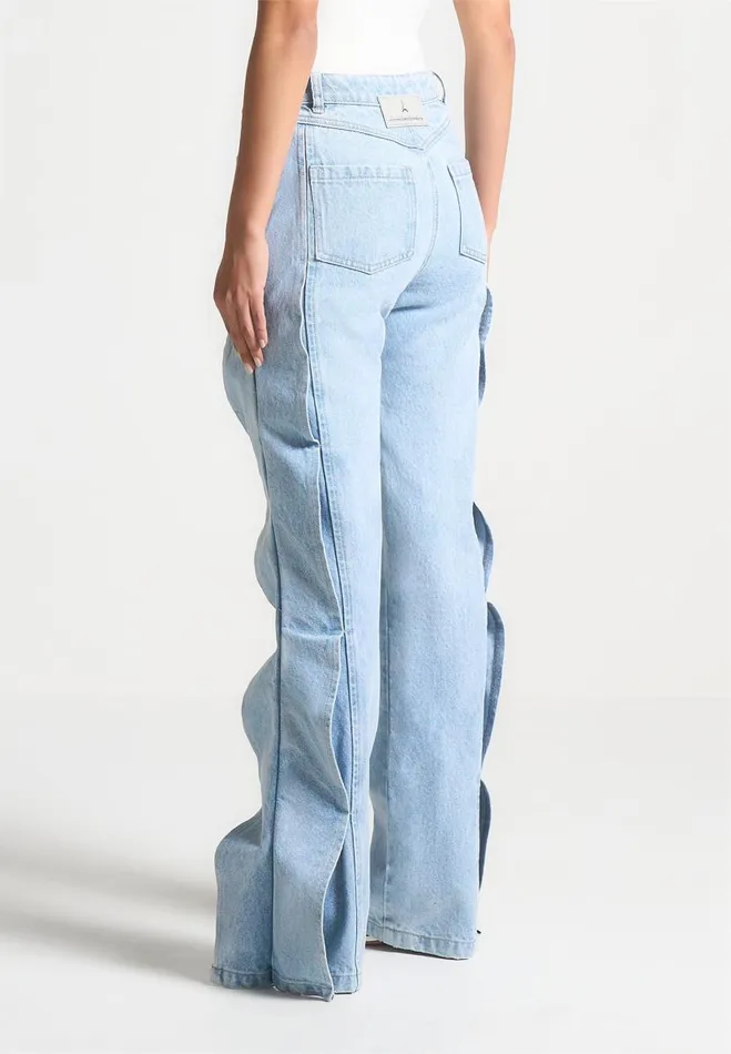 Manire De Voir Jeans Manire De Voir Woman Wave Detail Boyfriend Jeans 8211 Light Blue