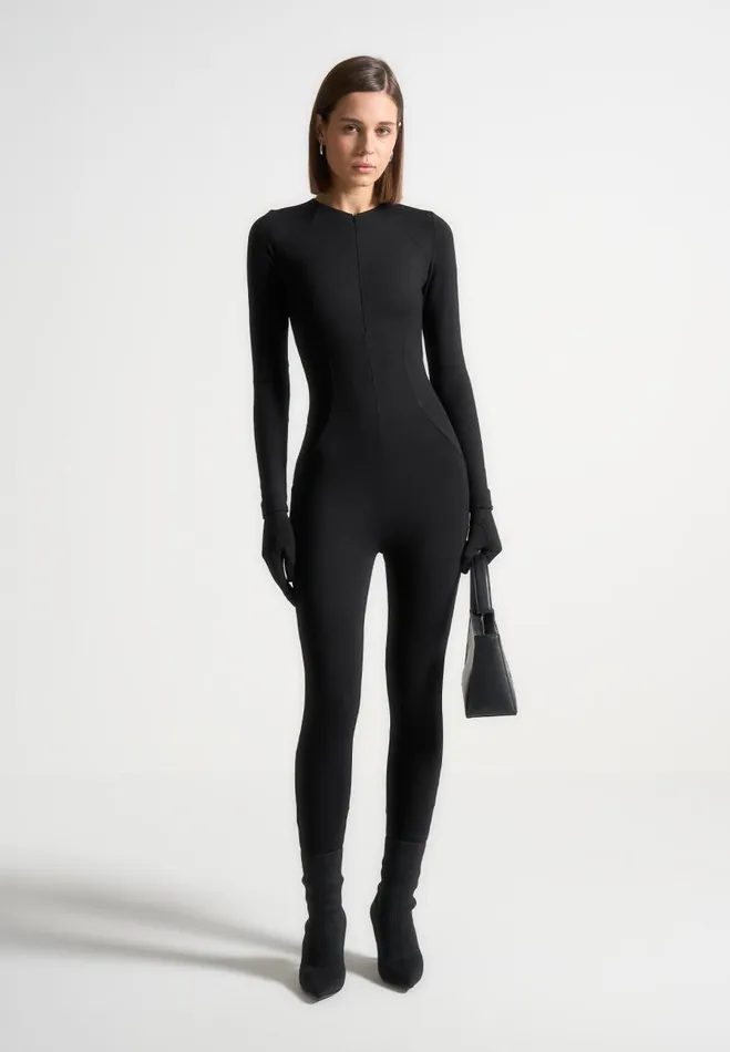 Manire De Voir Jumpsuits and Playsuits Manire De Voir Woman ternelle Long Sleeve Jumpsuit With Gloves 8211 Black Manire De Voir Jumpsuits and Playsuits Manire De Voir Woman ternelle Long Sleeve Jumpsuit With Gloves 8211 Black