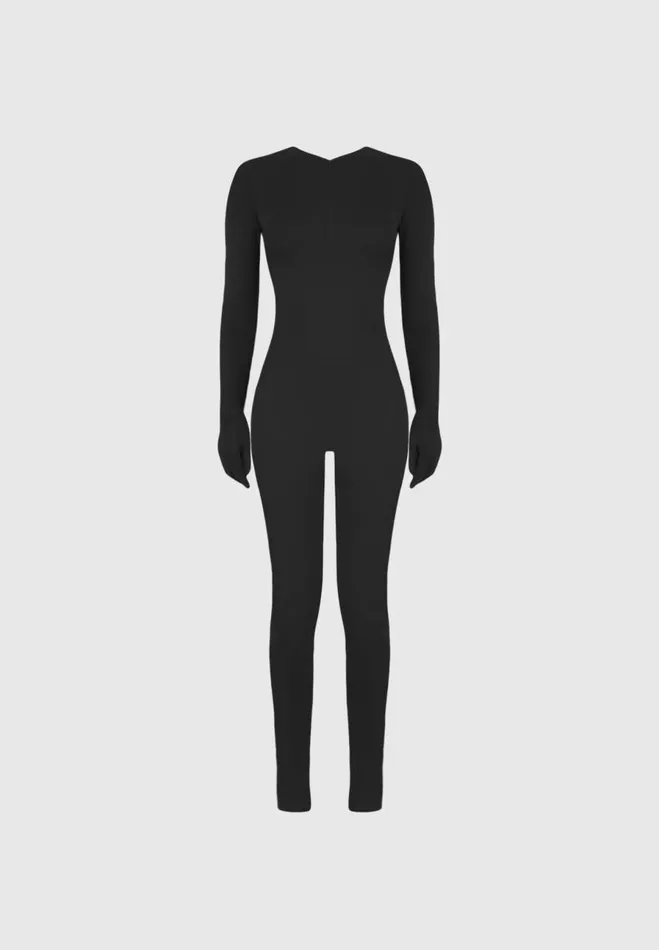 Manire De Voir Jumpsuits and Playsuits Manire De Voir Woman ternelle Long Sleeve Jumpsuit With Gloves 8211 Black