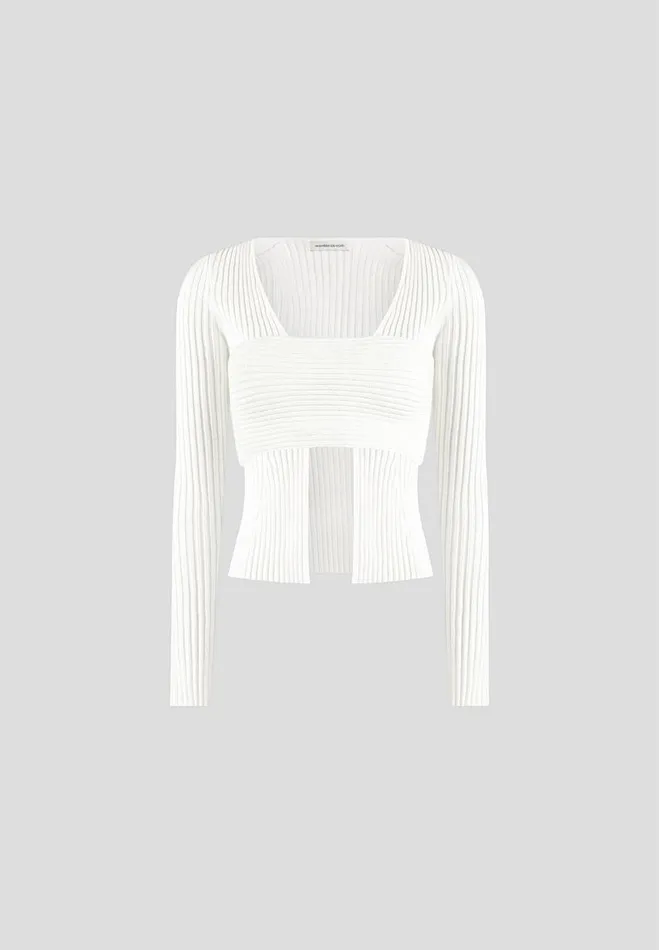 Manire De Voir Knitwear Manire De Voir Woman 3In1 Knit Overlay Bandeau Cardigan 8211 Off White