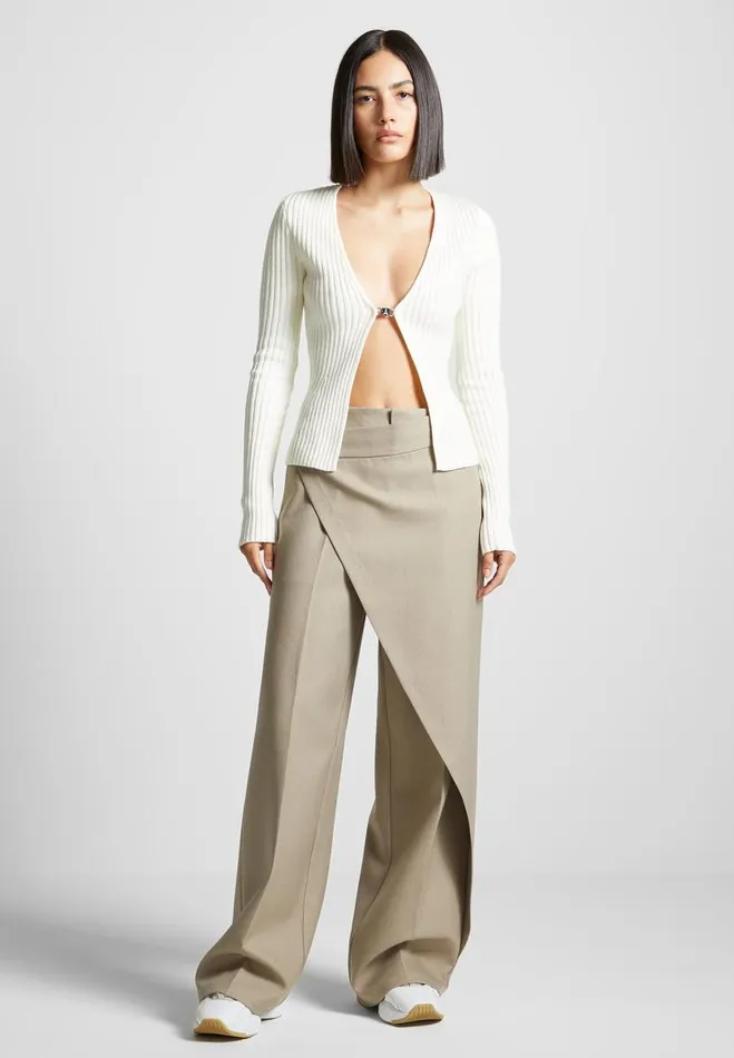 Manire De Voir Knitwear Manire De Voir Woman 3In1 Knit Overlay Bandeau Cardigan 8211 Off White