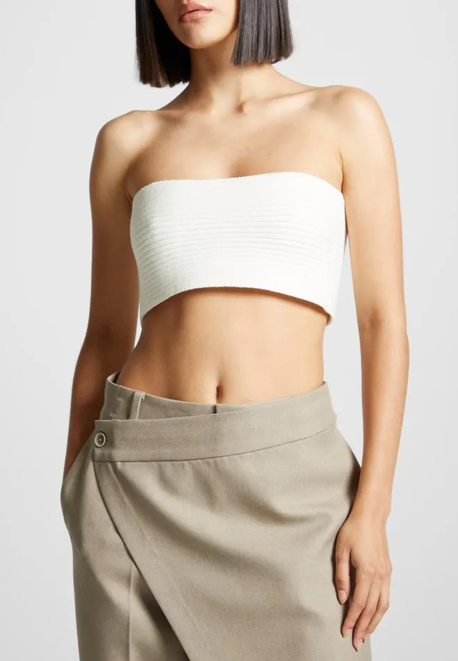 Manire De Voir Knitwear Manire De Voir Woman 3In1 Knit Overlay Bandeau Cardigan 8211 Off White