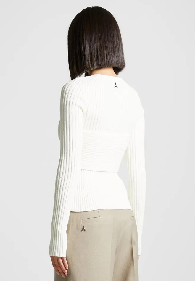 Manire De Voir Knitwear Manire De Voir Woman 3In1 Knit Overlay Bandeau Cardigan 8211 Off White