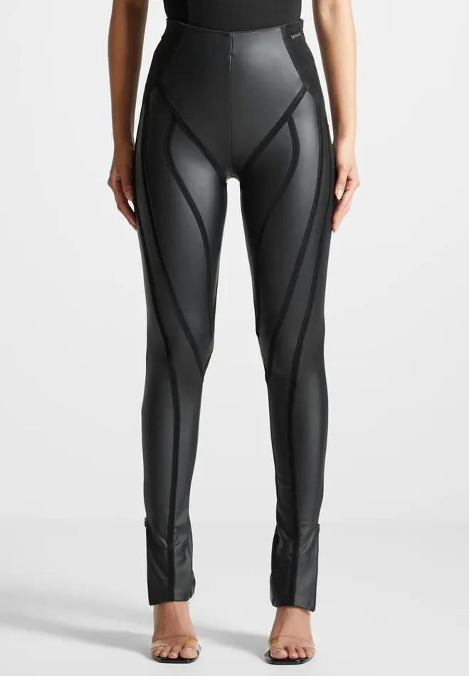 Manire De Voir Leggings Manire De Voir Woman Matte Vegan Leather Contour Leggings 8211 Black