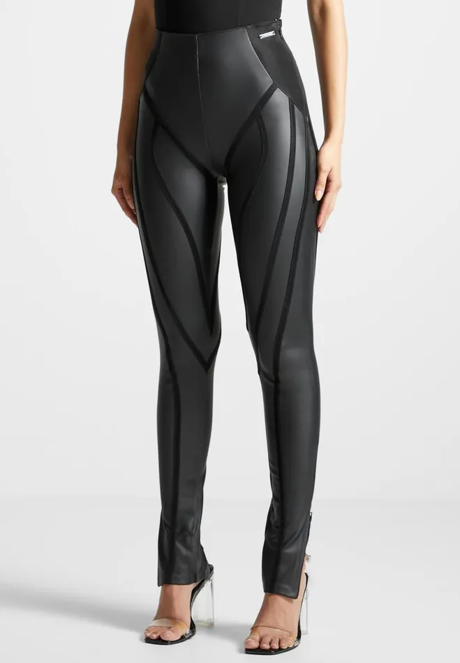 Manire De Voir Leggings Manire De Voir Woman Matte Vegan Leather Contour Leggings 8211 Black