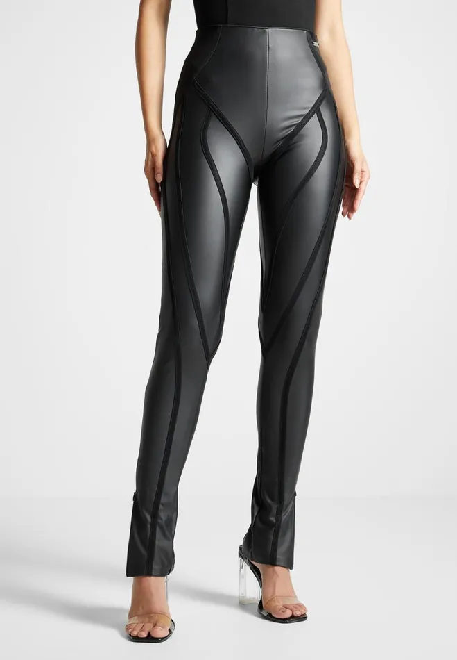 Manire De Voir Leggings Manire De Voir Woman Matte Vegan Leather Contour Leggings 8211 Black