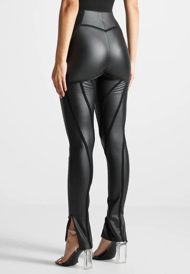 Manire De Voir Leggings Manire De Voir Woman Matte Vegan Leather Contour Leggings 8211 Black