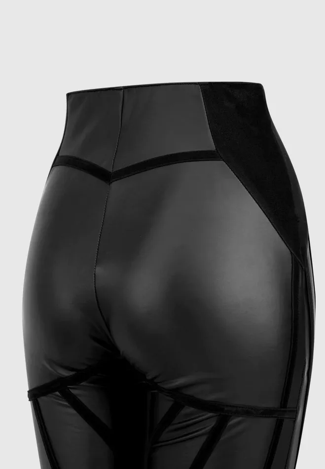 Manire De Voir Leggings Manire De Voir Woman Matte Vegan Leather Contour Leggings 8211 Black