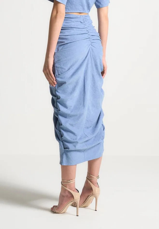 Manire De Voir Matching Sets Manire De Voir Woman Asymmetric Drape Midaxi Skirt 8211 Blue