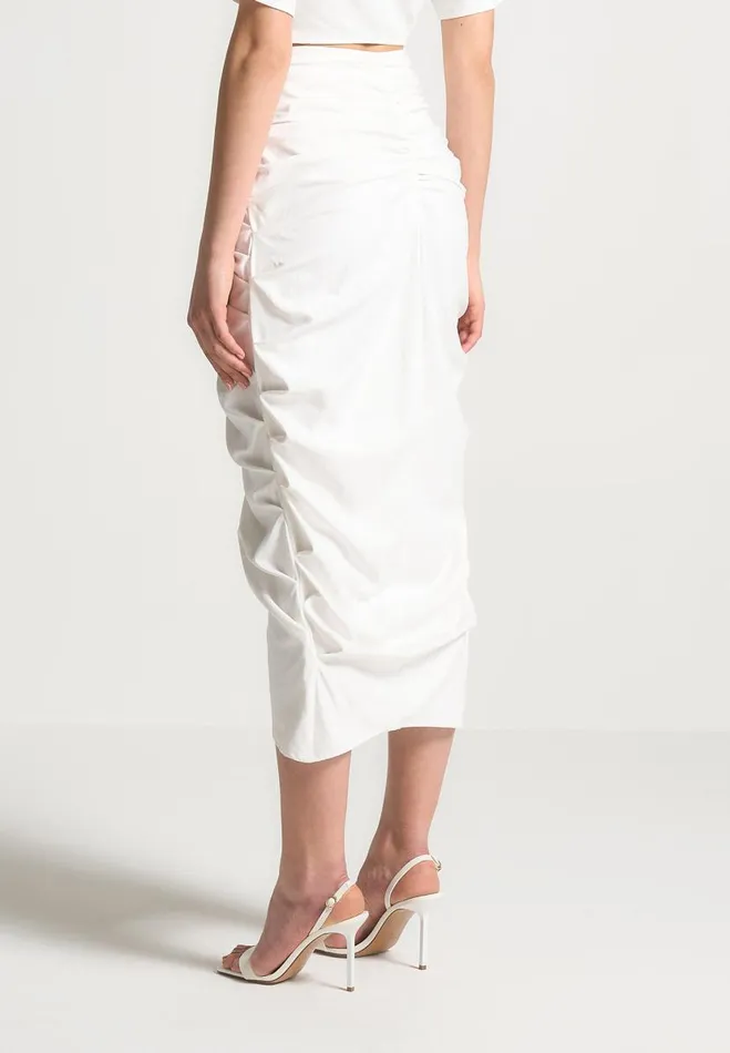 Manire De Voir Matching Sets Manire De Voir Woman Asymmetric Drape Midaxi Skirt 8211 White