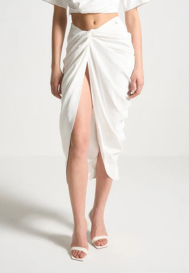 Manire De Voir Matching Sets Manire De Voir Woman Asymmetric Drape Midaxi Skirt 8211 White