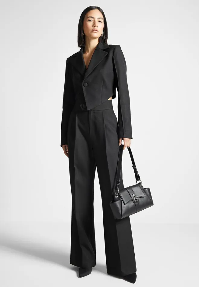 Manire De Voir Matching Sets Manire De Voir Woman Asymmetric Tailored Cropped Blazer 8211 Black