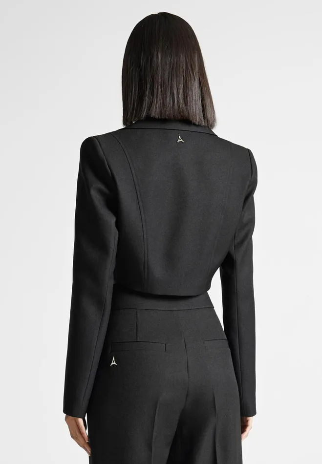 Manire De Voir Matching Sets Manire De Voir Woman Asymmetric Tailored Cropped Blazer 8211 Black