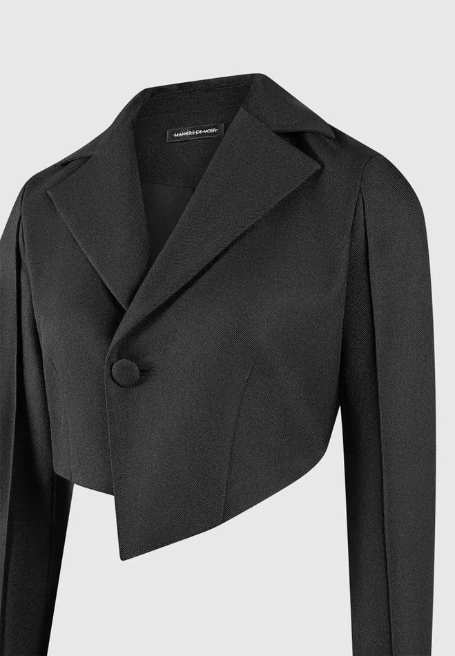 Manire De Voir Matching Sets Manire De Voir Woman Asymmetric Tailored Cropped Blazer 8211 Black