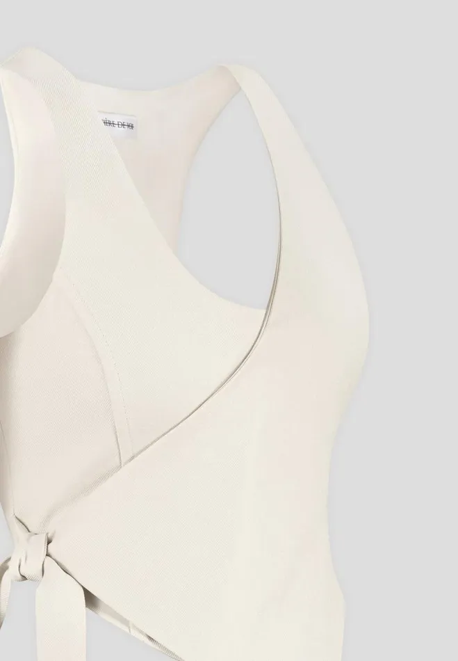 Manire De Voir Matching Sets Manire De Voir Woman Asymmetric Tailored Waistcoat With Tie 8211 Light Beige