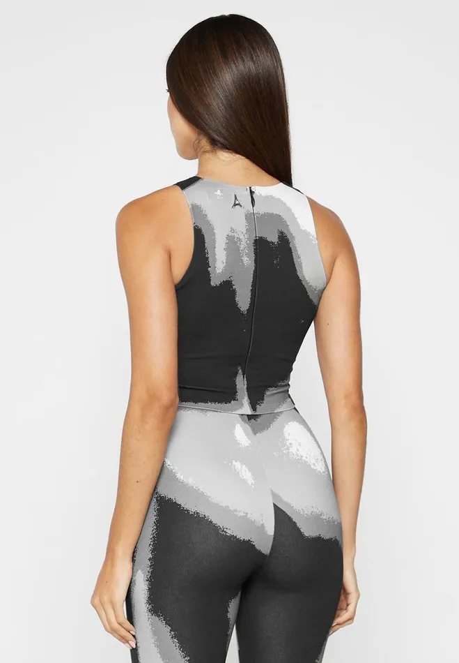 Manire De Voir Matching Sets Manire De Voir Woman Body Print Racer Top 8211 WhiteGrey