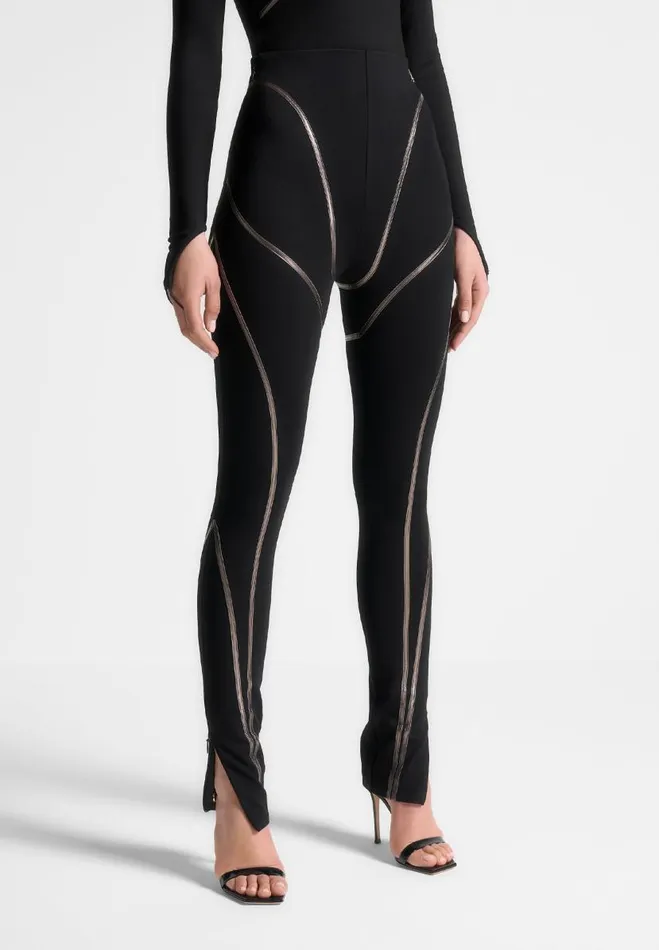 Manire De Voir Matching Sets Manire De Voir Woman Chrome Piped Contour Leggings 8211 Black