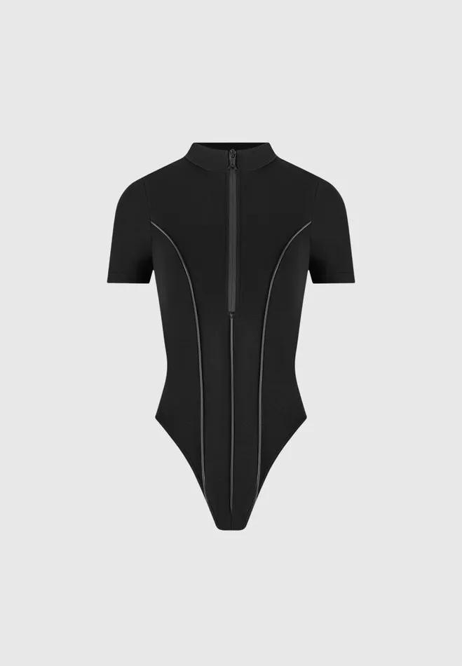Manire De Voir Matching Sets Manire De Voir Woman Contour Mock Neck TShirt Bodysuit 8211 Black