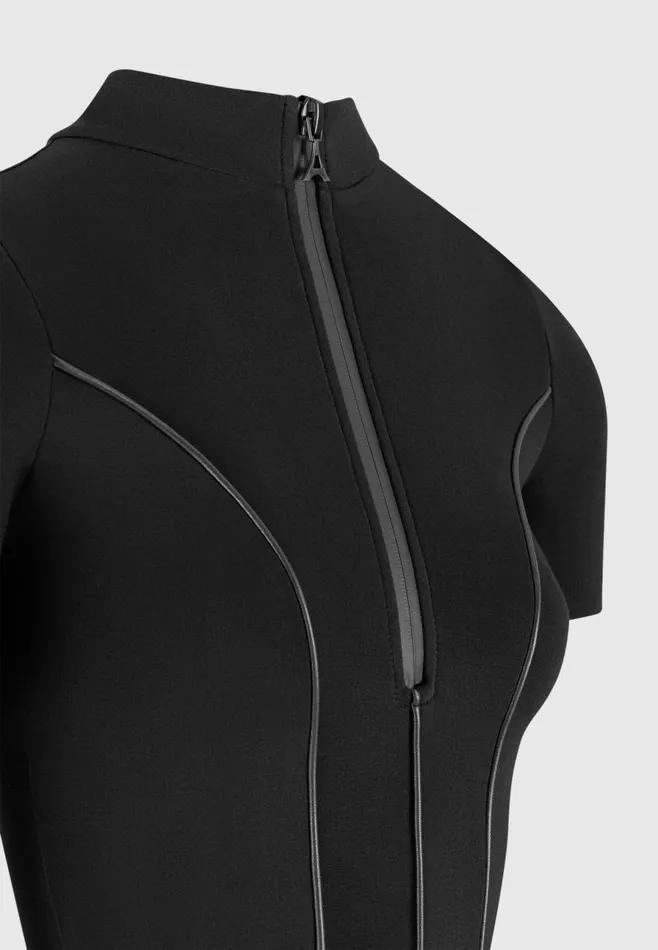 Manire De Voir Matching Sets Manire De Voir Woman Contour Mock Neck TShirt Bodysuit 8211 Black