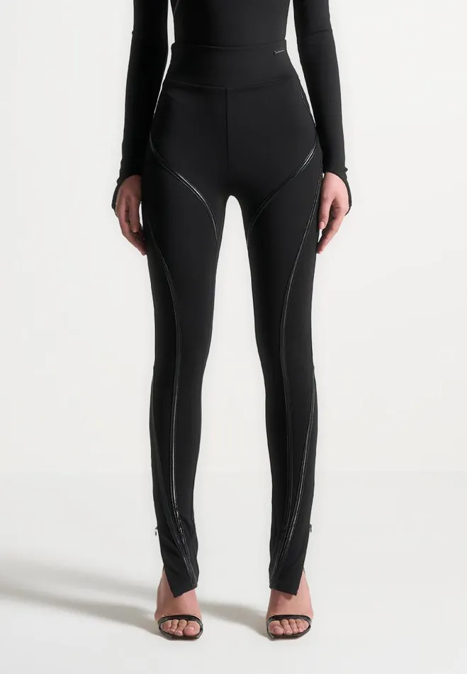 Manire De Voir Matching Sets Manire De Voir Woman Contrast Contour Leggings 8211 Black Manire De Voir Matching Sets Manire De Voir Woman Contrast Contour Leggings 8211 Black