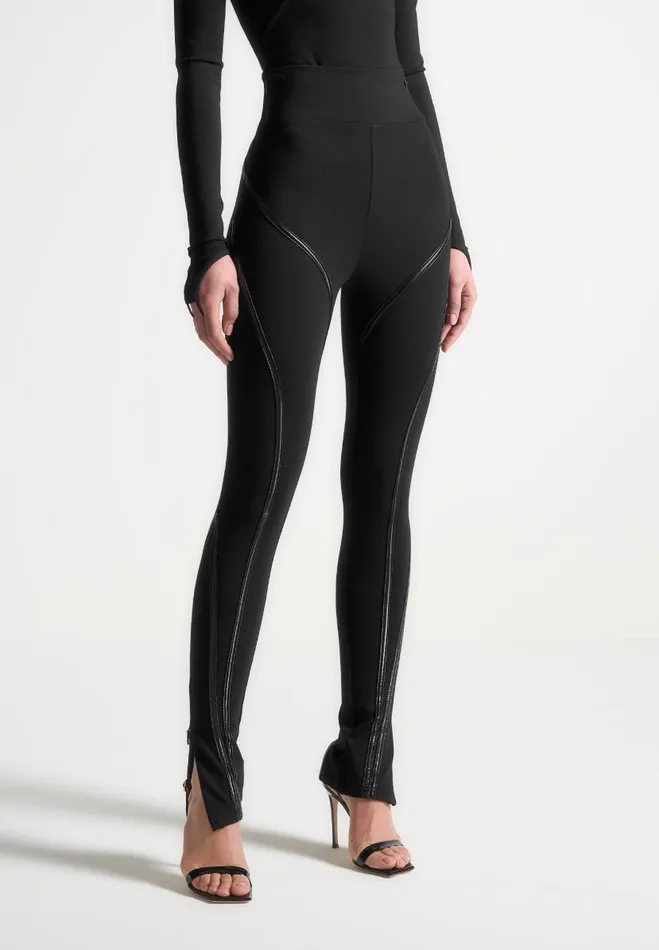 Manire De Voir Matching Sets Manire De Voir Woman Contrast Contour Leggings 8211 Black