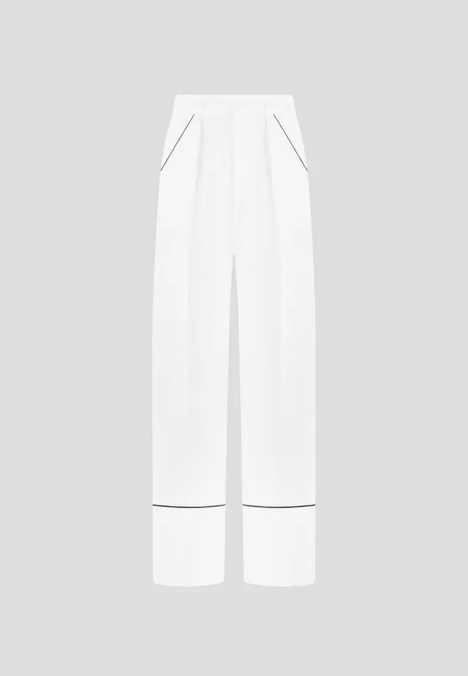 Manire De Voir Matching Sets Manire De Voir Woman Contrast Piped Pleated Trousers 8211 WhiteBlack