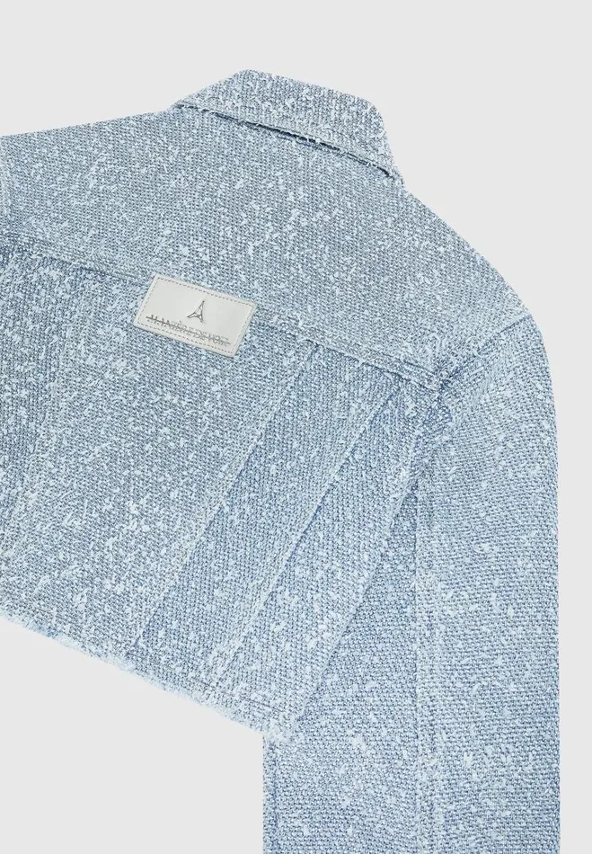 Manire De Voir Matching Sets Manire De Voir Woman Cropped Boucle Denim Jacket 8211 Mid Blue