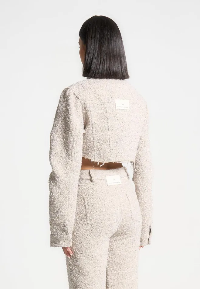 Manire De Voir Matching Sets Manire De Voir Woman Cropped Boucle Jacket 8211 Beige