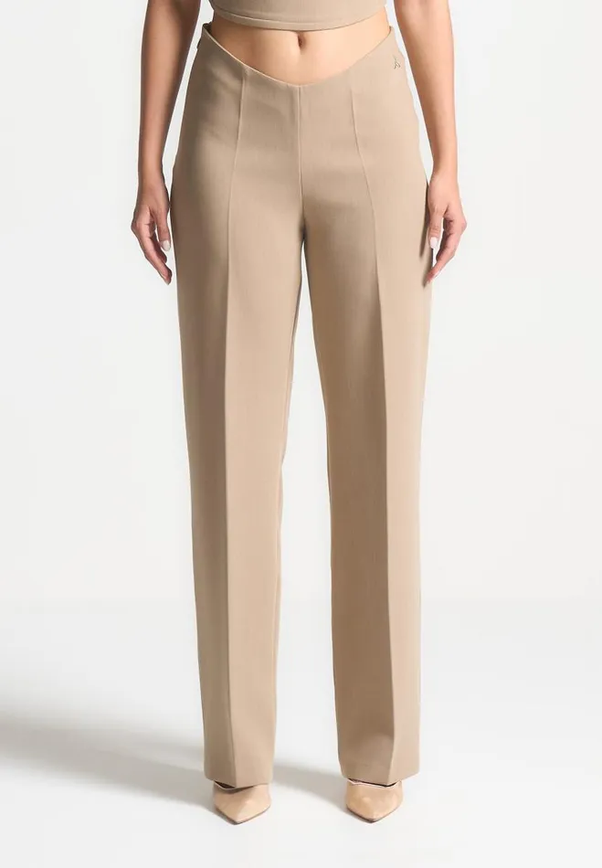 Manire De Voir Matching Sets Manire De Voir Woman Curved Waist Tailored Trousers 8211 Dark Beige