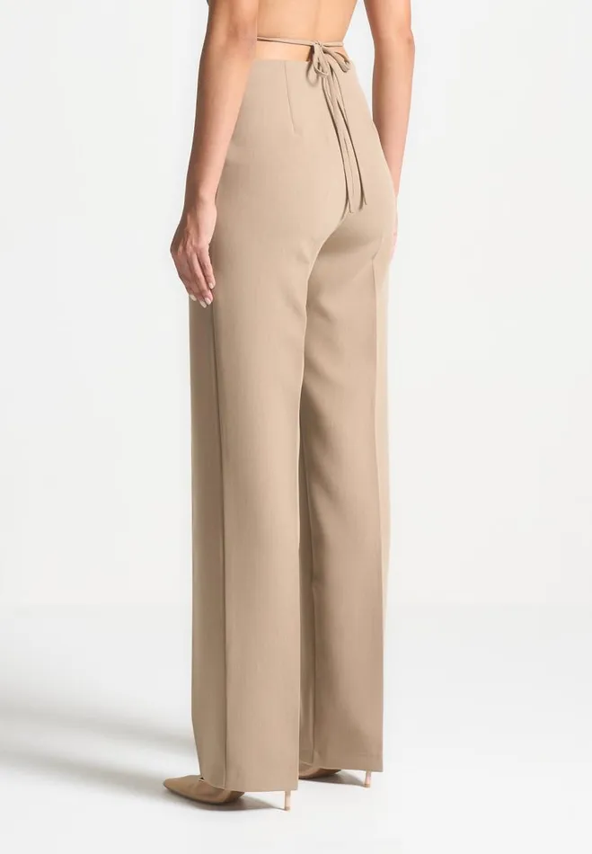 Manire De Voir Matching Sets Manire De Voir Woman Curved Waist Tailored Trousers 8211 Dark Beige