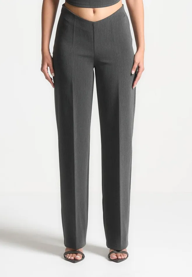 Manire De Voir Matching Sets Manire De Voir Woman Curved Waist Tailored Trousers 8211 Dark Grey
