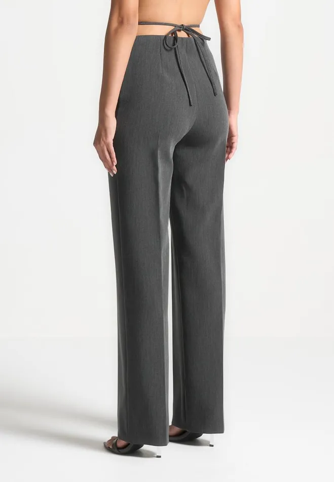 Manire De Voir Matching Sets Manire De Voir Woman Curved Waist Tailored Trousers 8211 Dark Grey