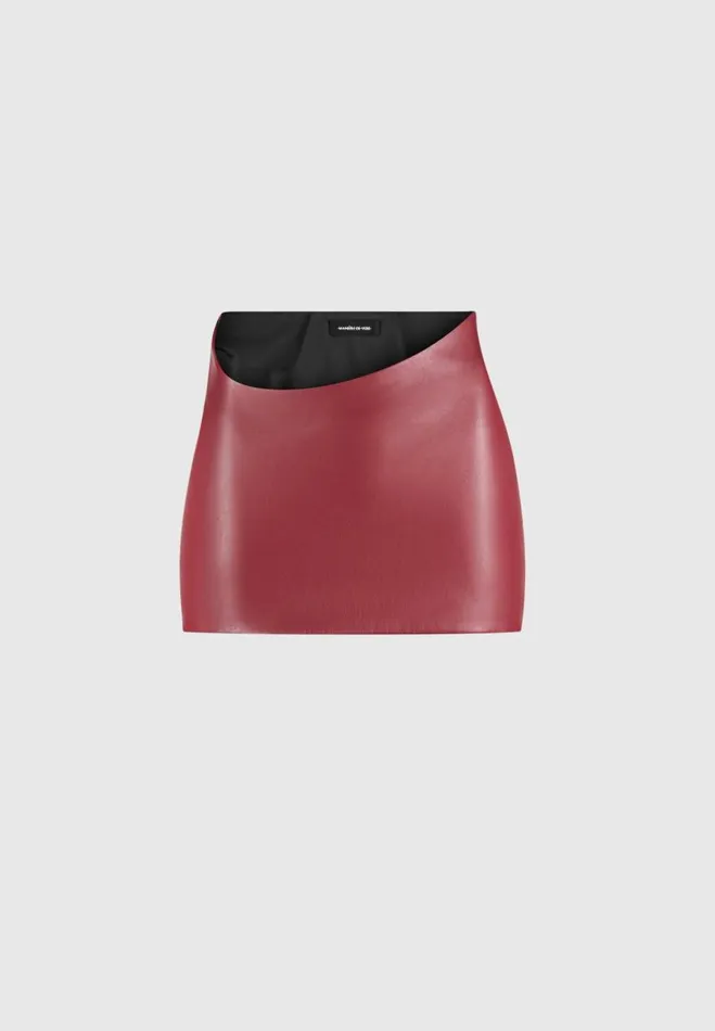 Manire De Voir Matching Sets Manire De Voir Woman Curved Waist Vegan Leather Mini Skirt 8211 Wine Red