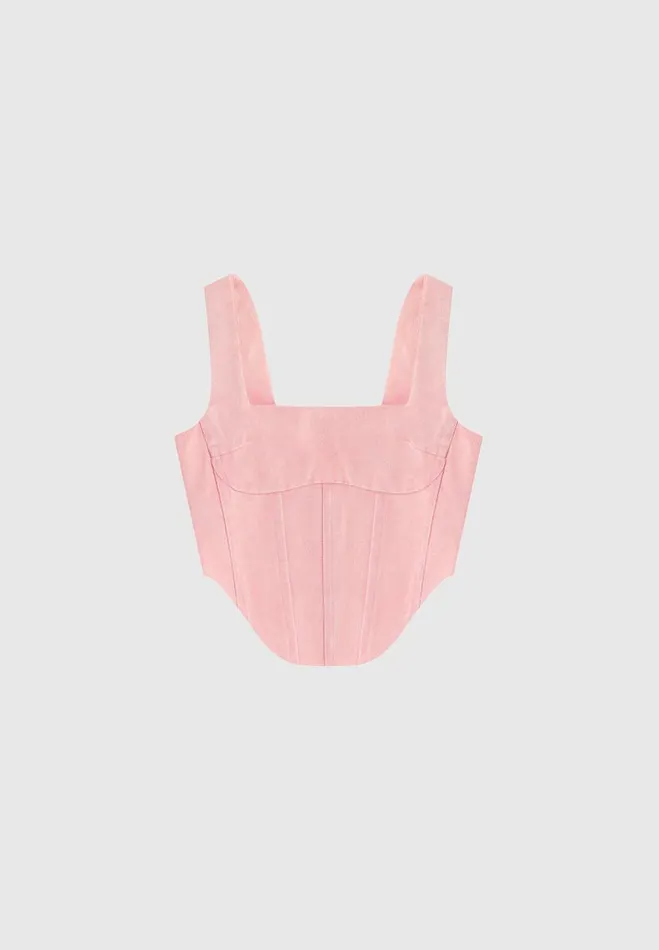 Manire De Voir Matching Sets Manire De Voir Woman Denim Corset Top 8211 Washed Pink