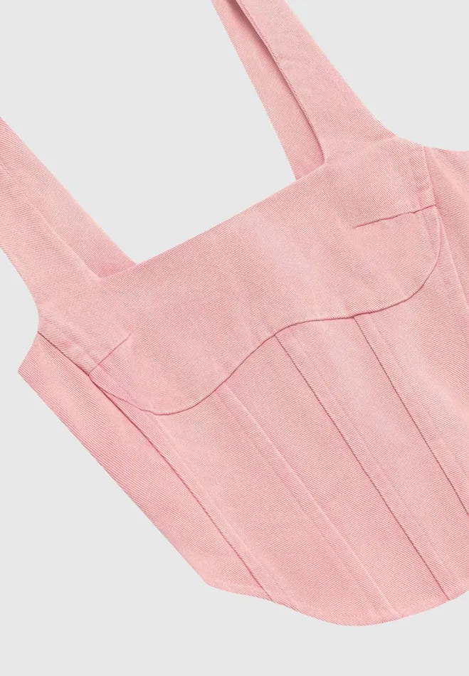 Manire De Voir Matching Sets Manire De Voir Woman Denim Corset Top 8211 Washed Pink